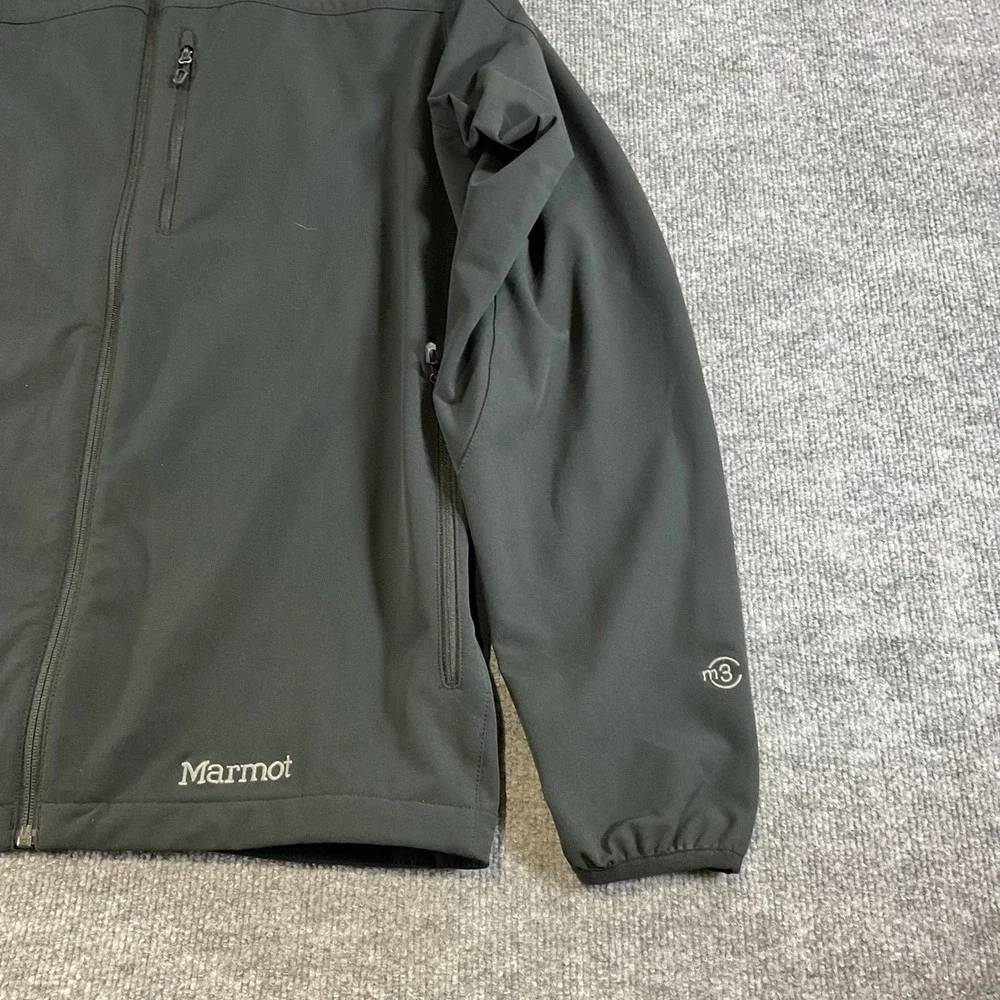 Marmot Softshell Jacket Mens XXL Black Full Zip Windbreaker Aramark Logo M3